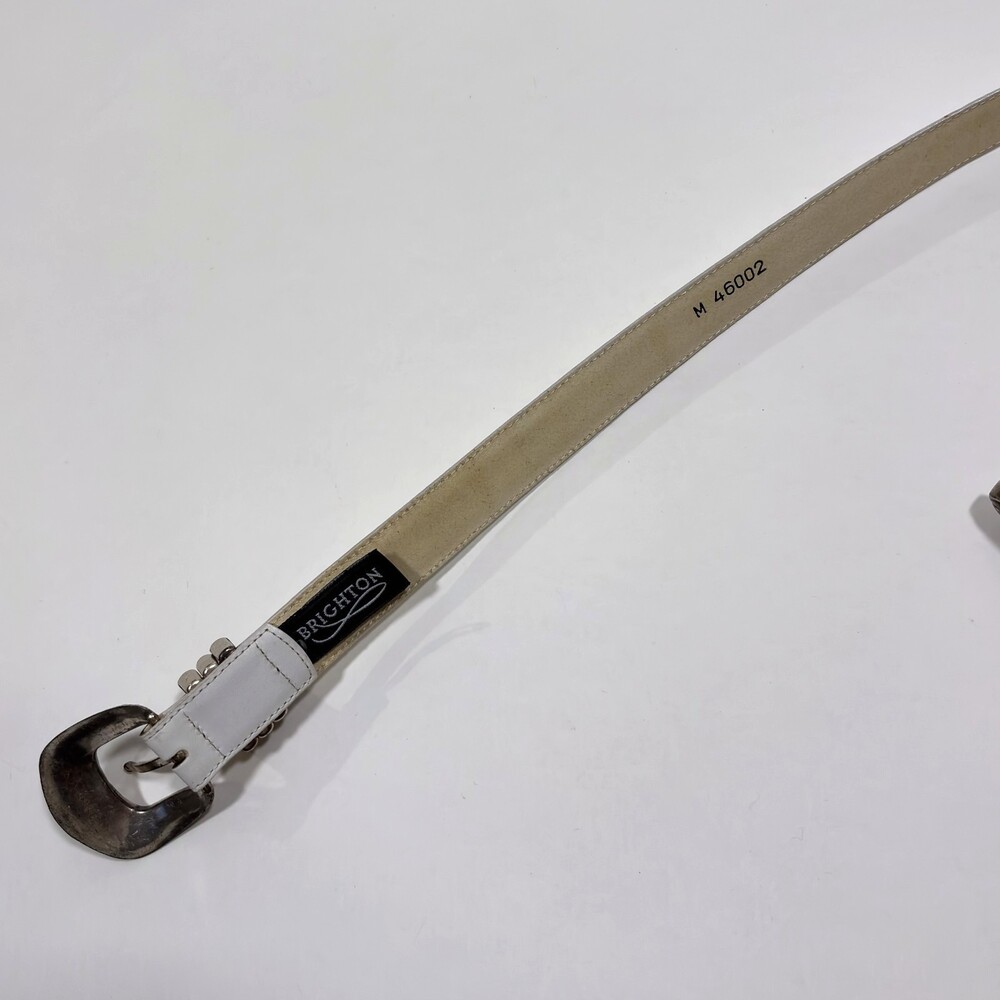 Brighton White Leather Belt Silver Buckle - Medium - Picture 4 of 6